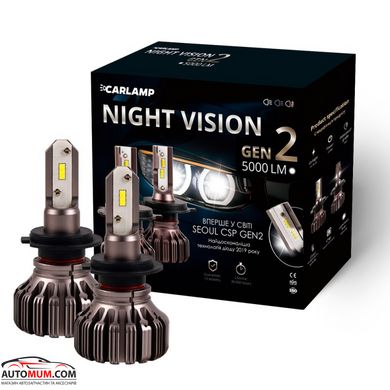Светодиодные лампы головного света Carlamp Led Night Vision Gen2 Led 5000 Lm 5500 K (NVGH7) H7 -2шт