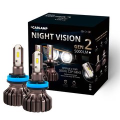 Світлодіодні лампи Carlamp LED Night Vision Gen2 Led для авто 5500 K 5000 Лм (NVGH11) H8/11-2шт